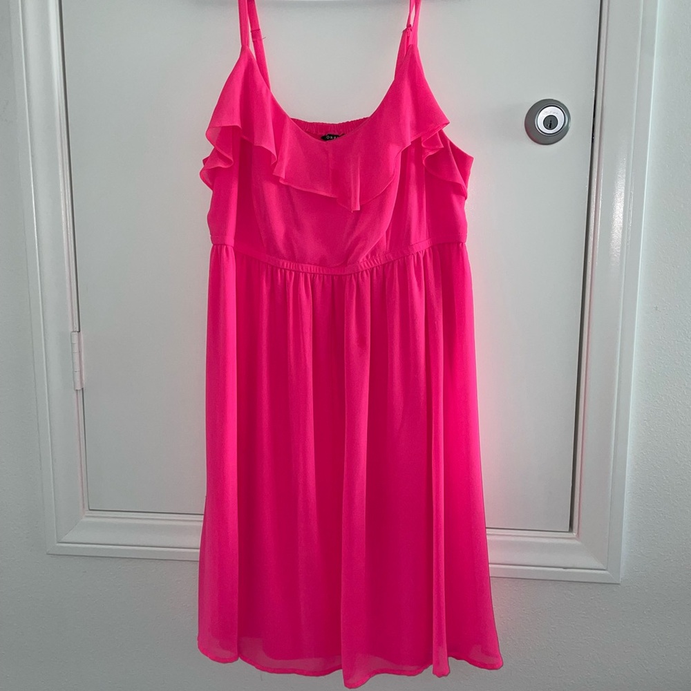 Torrid Vibrant Neon Pink Ruffle Dress